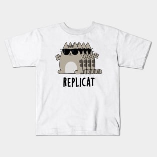 Replicat Funny Replicated Cat Pun Kids T-Shirt